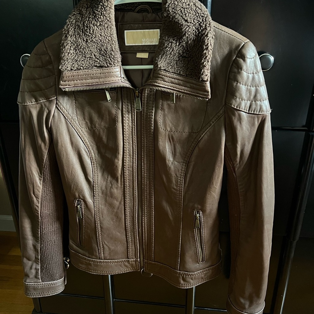 Brown leather jacket